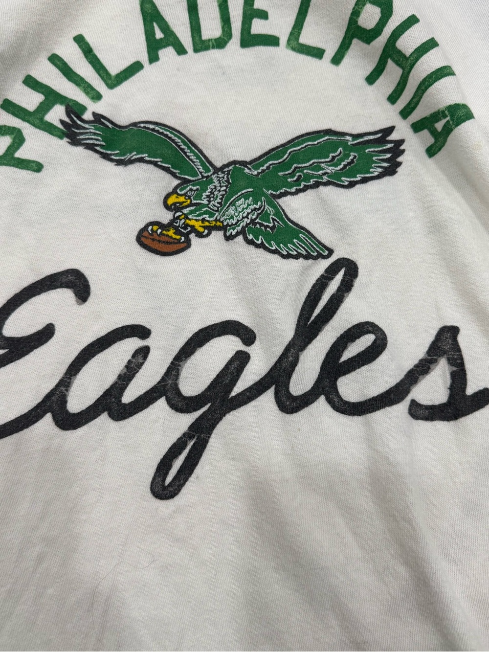 Junk Food Clothing Philadelphia Eagles White and Black Raglan Long Sleeve Tee - Picture 6 of 9